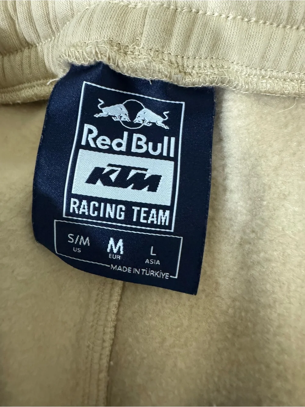 Red Bull KTM Racing Team Beige Fleece Joggers Sweatpants Men’s Size M